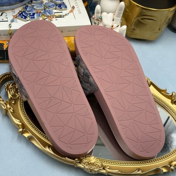 🆕 KURT GEIGER LONDON 🧿 NWOB Pink Bleach Denim Meena Eagle Slides, Sz 39 US8.5 - Picture 14 of 14